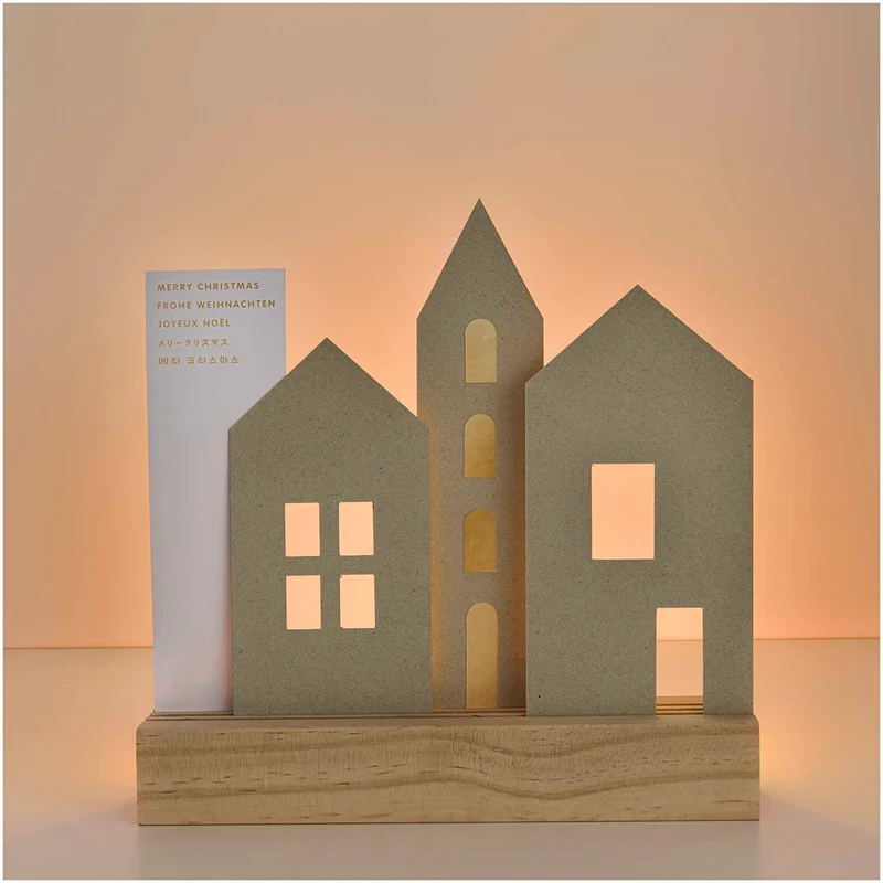Rico Design Kartendeko Set Häuser, grau