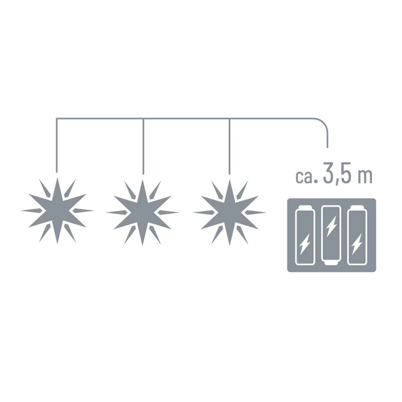 Sterntaler LED-Ministern Lichterkette, 3 Sterne, weiss, Ø 12 cm, Fernbedienung, für den Außenbereich