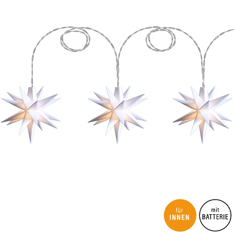 Sterntaler LED-Babystern Lichterkette, 3 Sterne, weiss, Ø 8 cm, für den Innenbereich