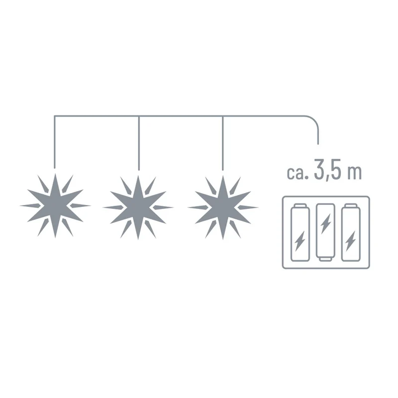 Sterntaler LED-Ministern Lichterkette, 3 Sterne, weiss, Ø 12 cm, Fernbedienung, für den Innenbereich