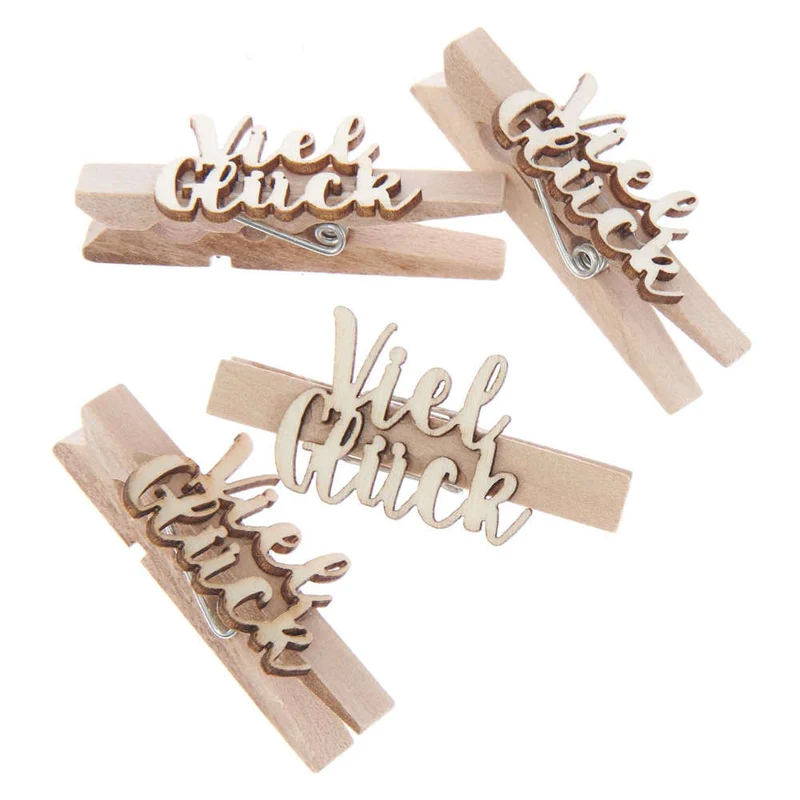 Rico Design Holz-Klammern "Viel Glück"