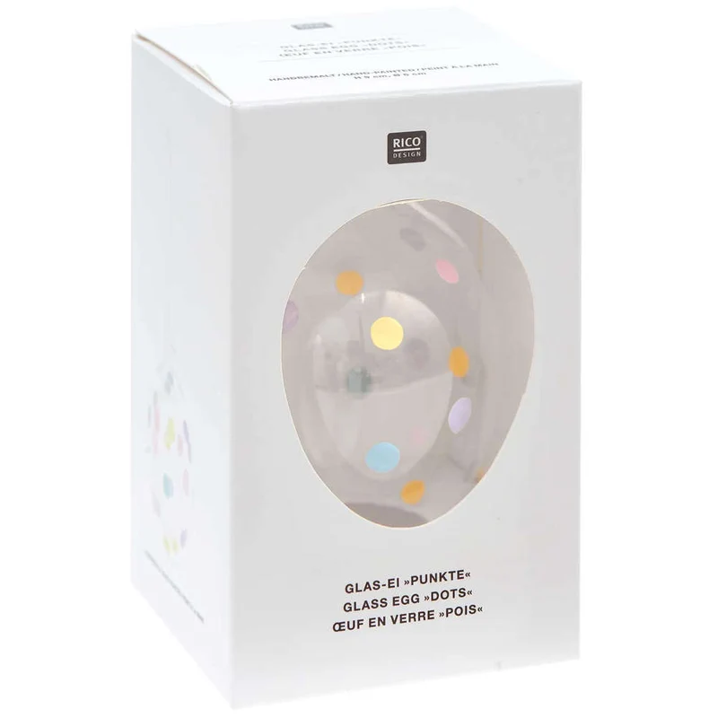 Rico Design Glas Ei mit Punkten , handbemalt