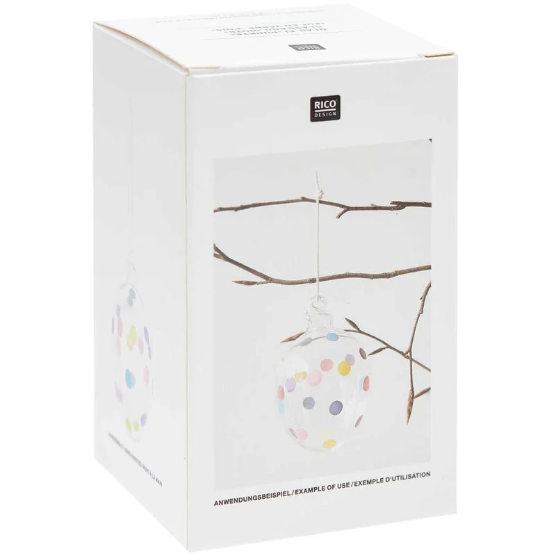 Rico Design Glas Ei mit Punkten , handbemalt