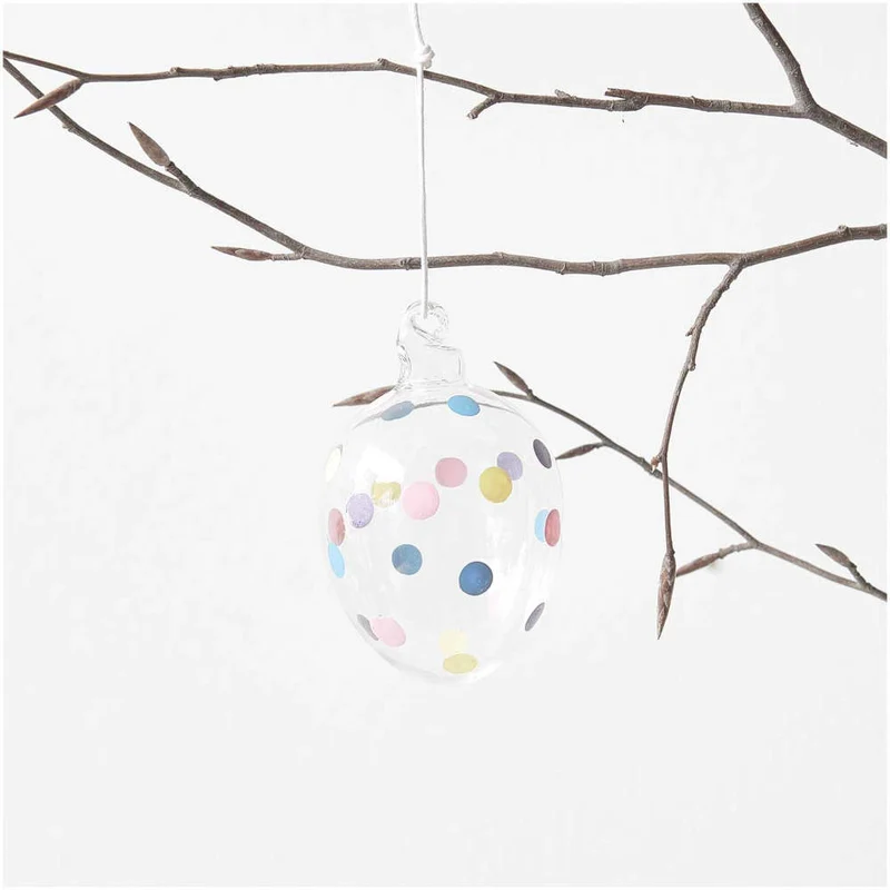 Rico Design Glas Ei mit Punkten , handbemalt