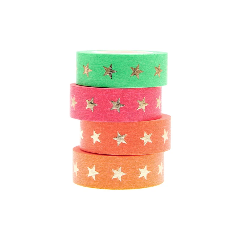 Rico Design Tape Set Neon, Sterne 4 Stück