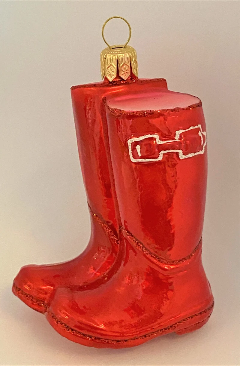 Paar rote Gummistiefel