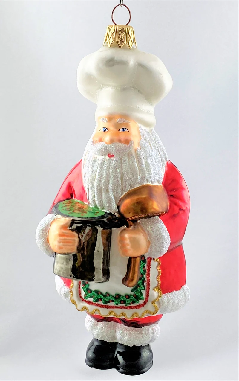 Santa kocht einen grossen Topf Suppe