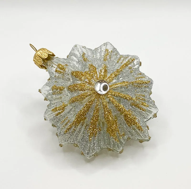 Stilisierter Stern transparent mit Gold-Silber-Dekor