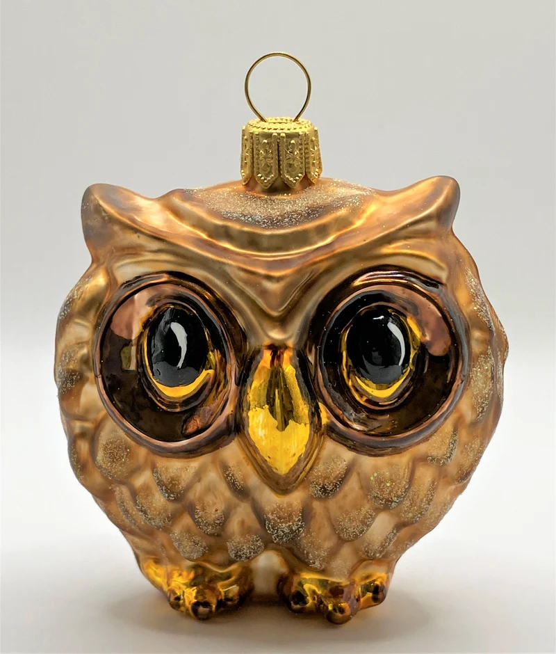 Dicke braune Eule mit grossen Augen