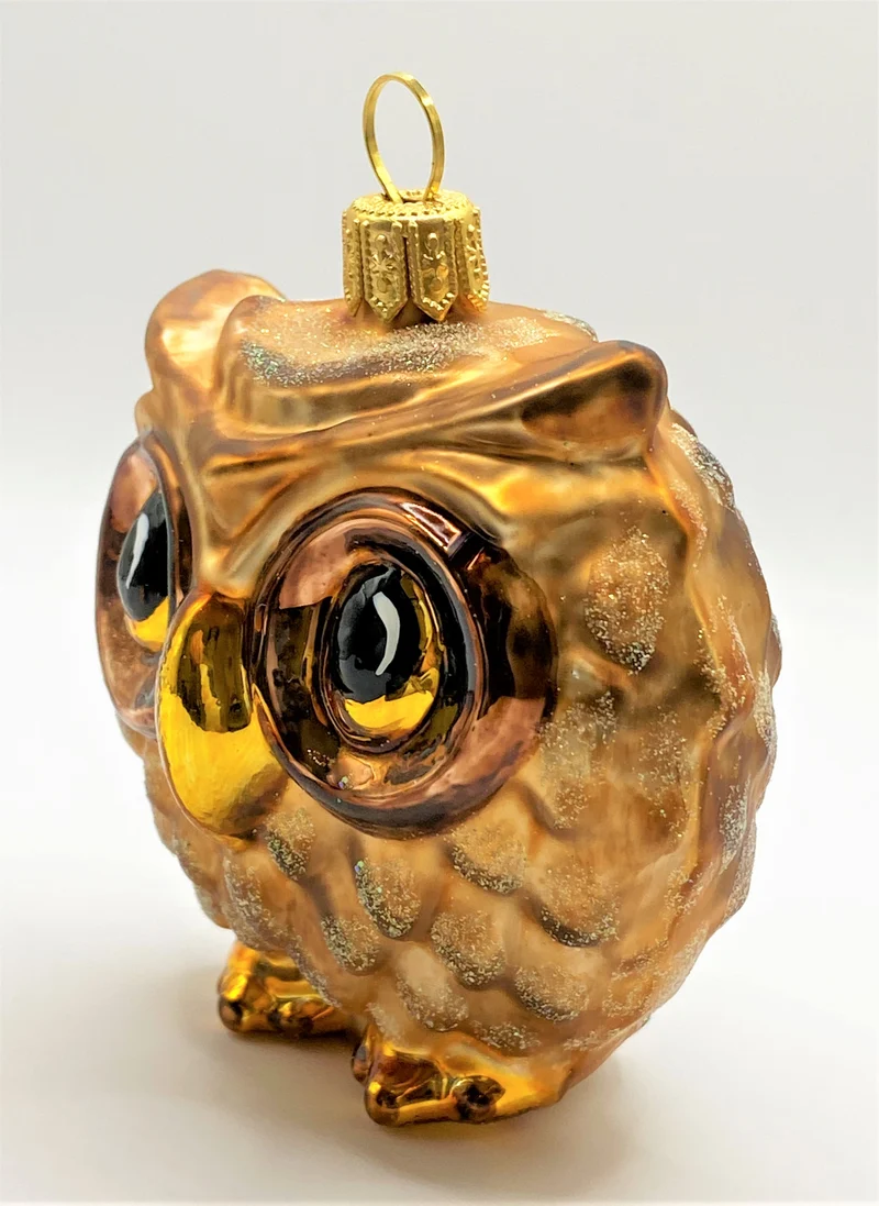 Dicke braune Eule mit grossen Augen