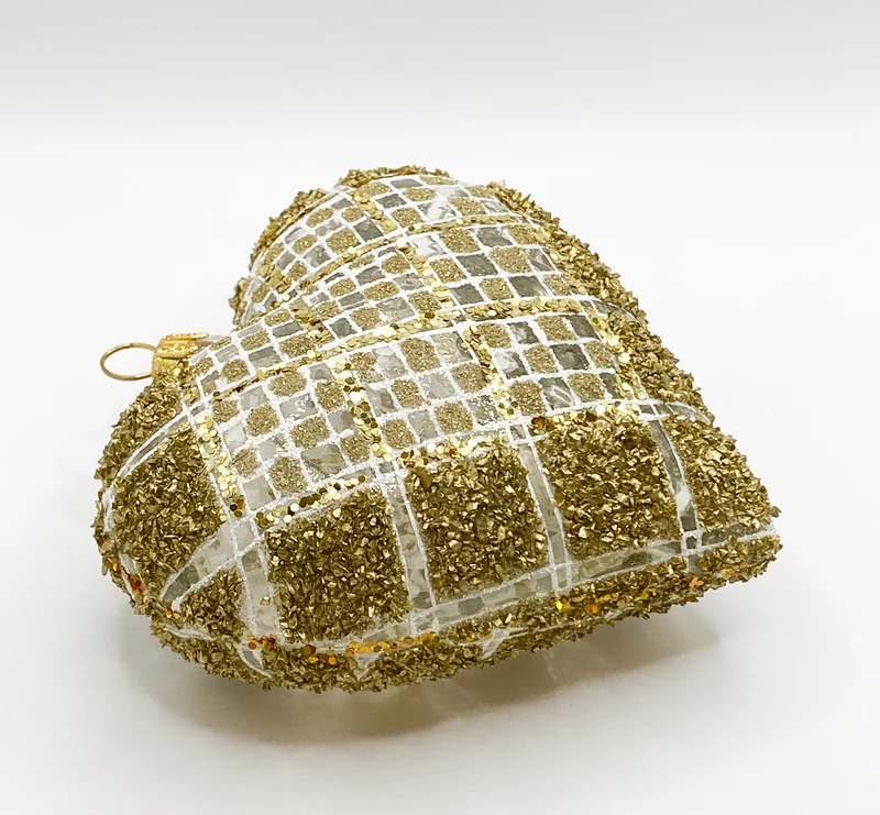 Herz transparent mit Gold-Karomuster