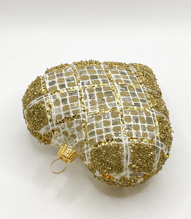 Herz transparent mit Gold-Karomuster