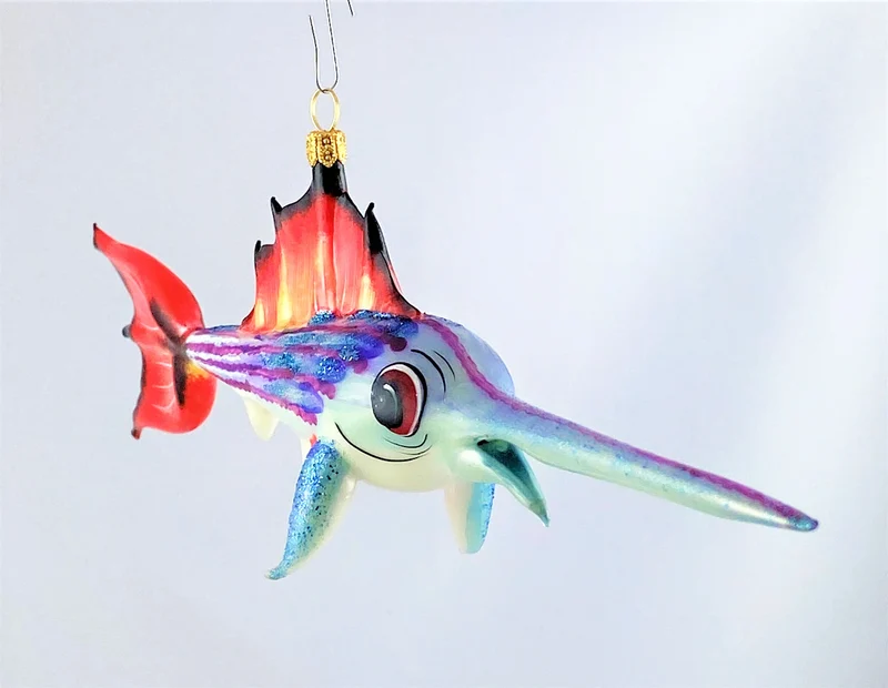 Witziger blau roter Schwertfisch
