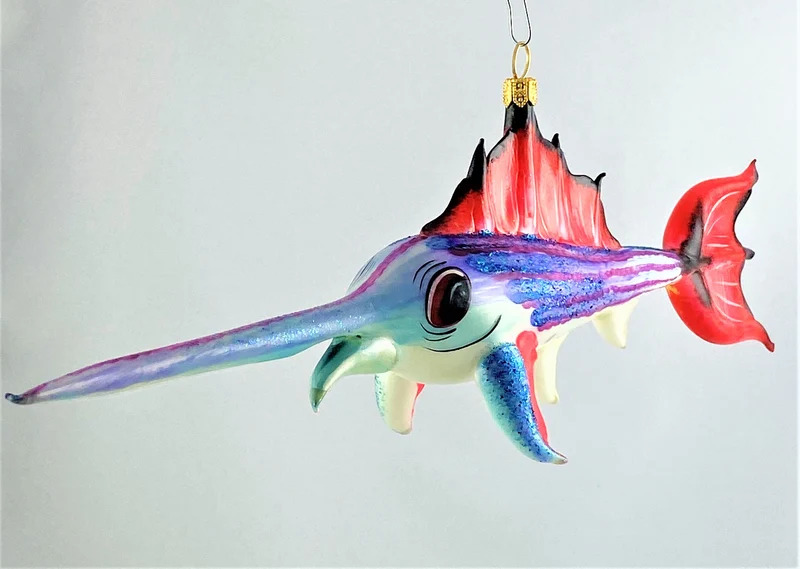 Witziger blau roter Schwertfisch