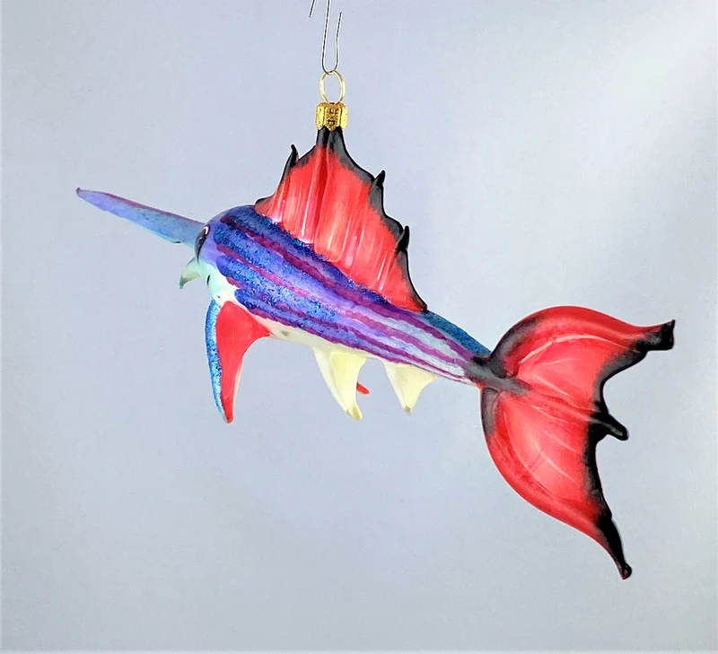 Witziger blau roter Schwertfisch