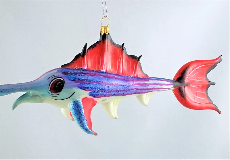 Witziger blau roter Schwertfisch