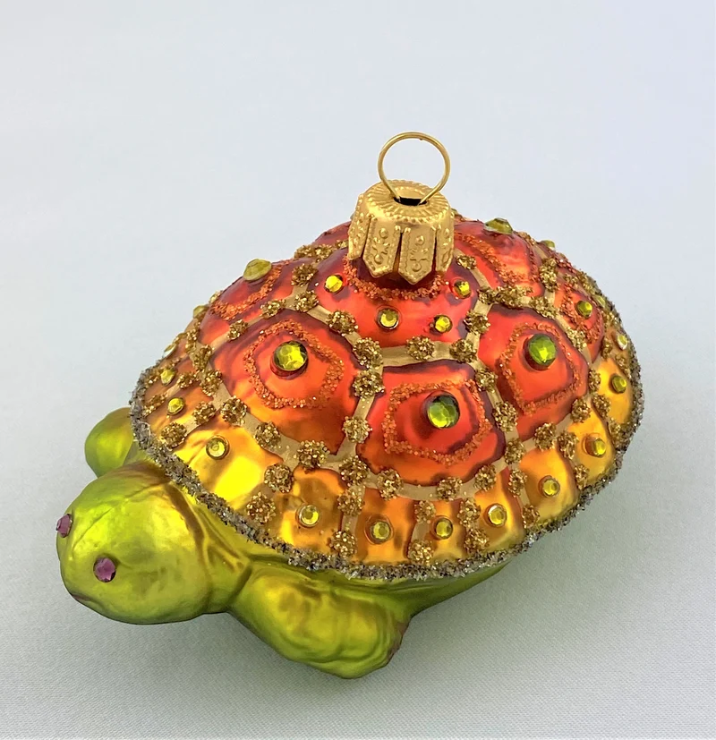 Schildkröte orange mit Glitzersteinen