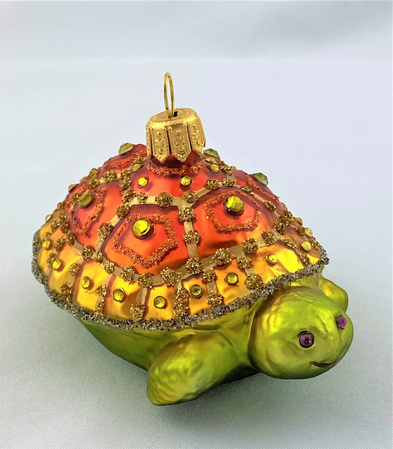 Schildkröte orange mit Glitzersteinen
