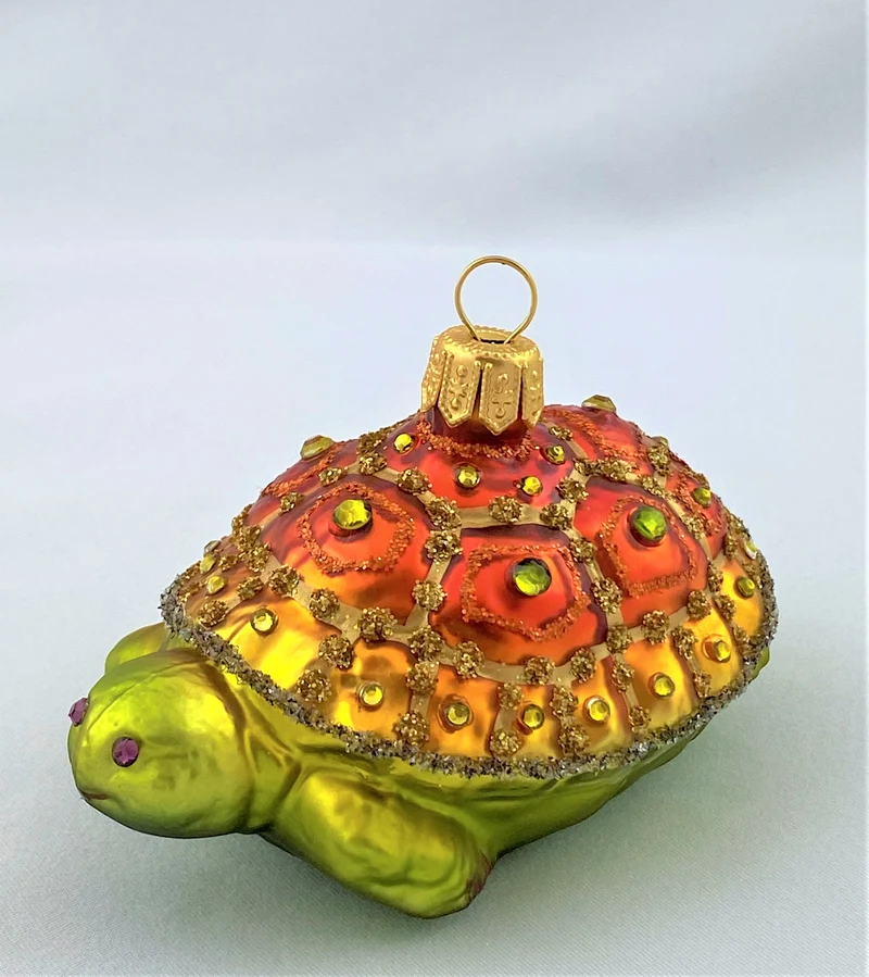 Schildkröte orange mit Glitzersteinen