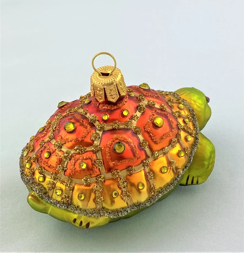 Schildkröte orange mit Glitzersteinen