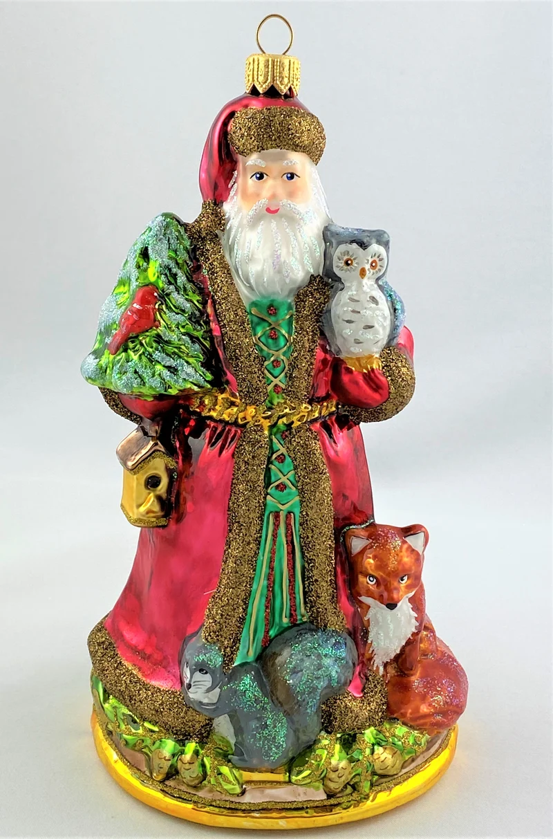 Weihnachtsmann mit Waldtieren