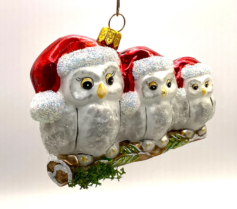 Familie Schnee-Eule freut sich auf Weihnachten