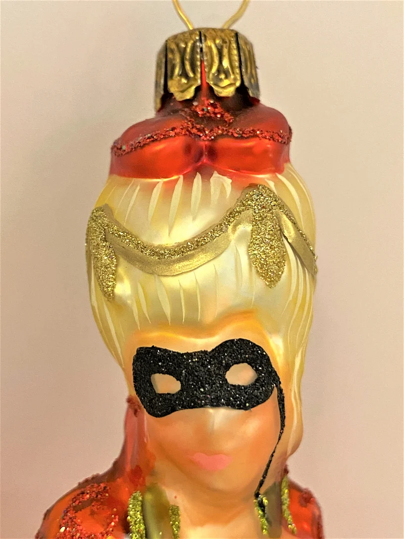 Dame in grünem Rokoko-Kleid mit venezianischer Maske, KOMOZJA MOSTOWSKI