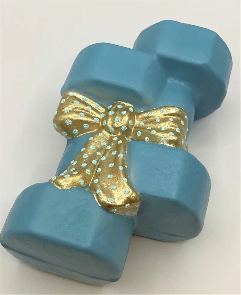 Hanteln mit Geschenkband, hellblau