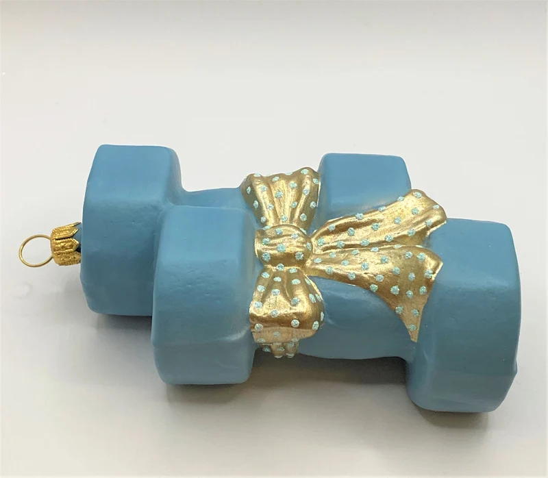 Hanteln mit Geschenkband, hellblau