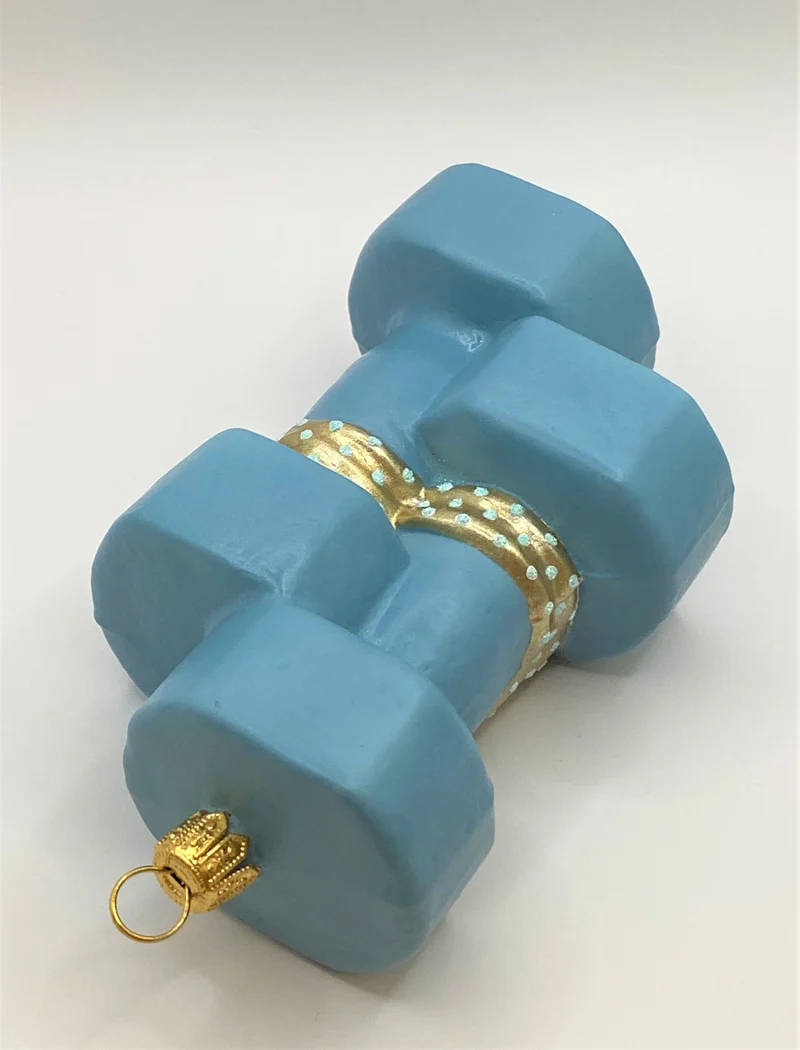 Hanteln mit Geschenkband, hellblau