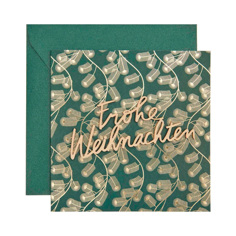 Rico Design Grusskarte mit Holzapplikation, Frohe Weihnachten