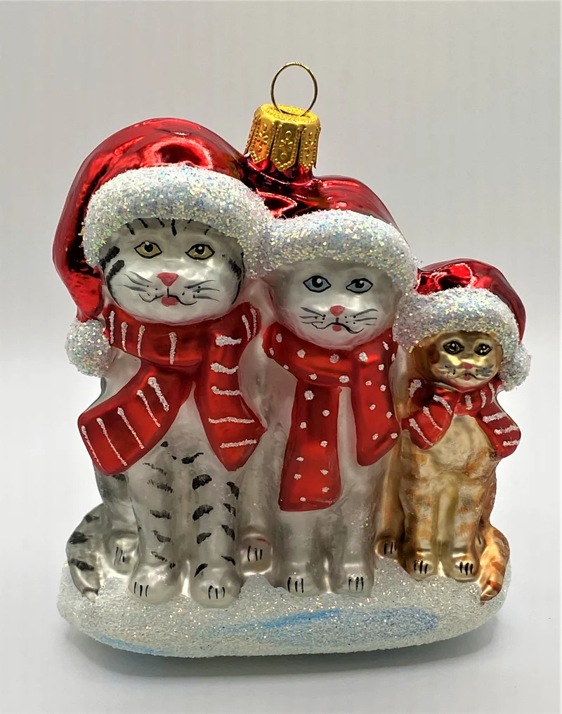 Katzenfamilie freut sich auf Weihnachten