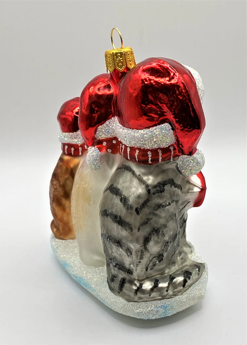Katzenfamilie freut sich auf Weihnachten