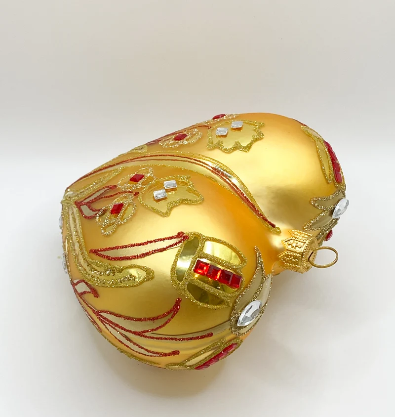 Matt-goldenes Herz mit Blumen-Dekor