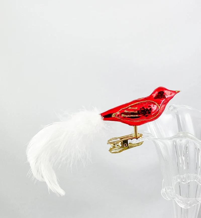 Rotes Vögelchen mit weissem Schwanz