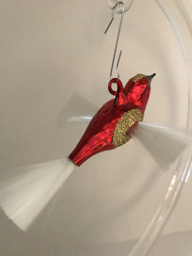 Fliegendes rotes Weihnachtsvögelchen