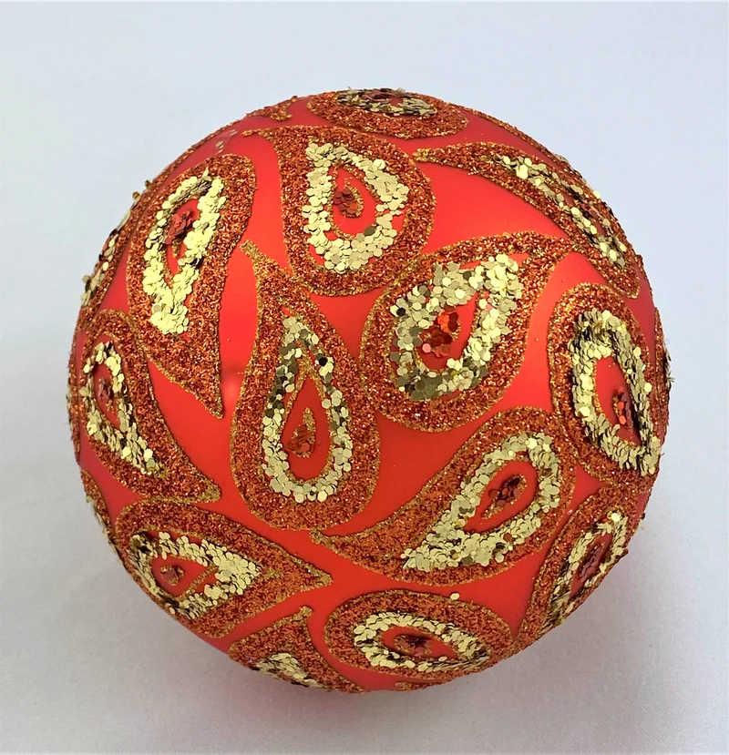 Kugel warmes Rot mit Paisley-Muster