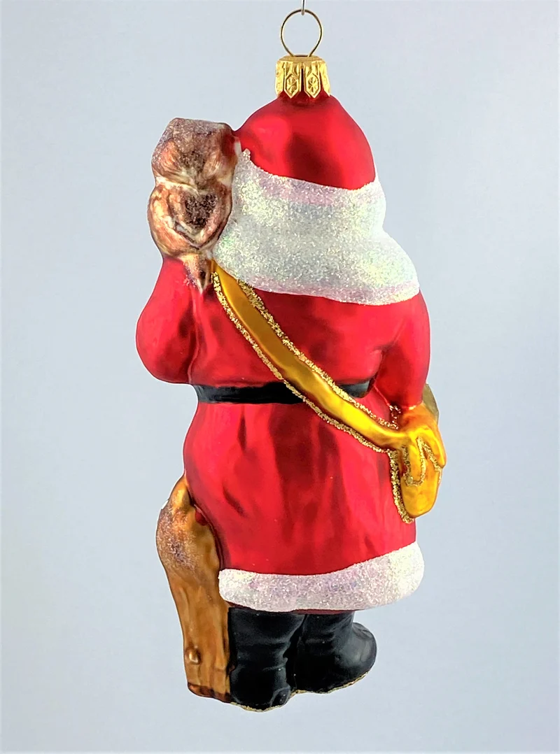Weihnachtsmann feiert mit den Tieren im Wald
