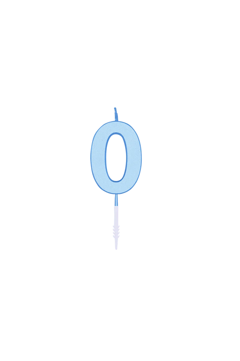 0-Jahre-Kerze, Blau-Pastell, 4,5 cm