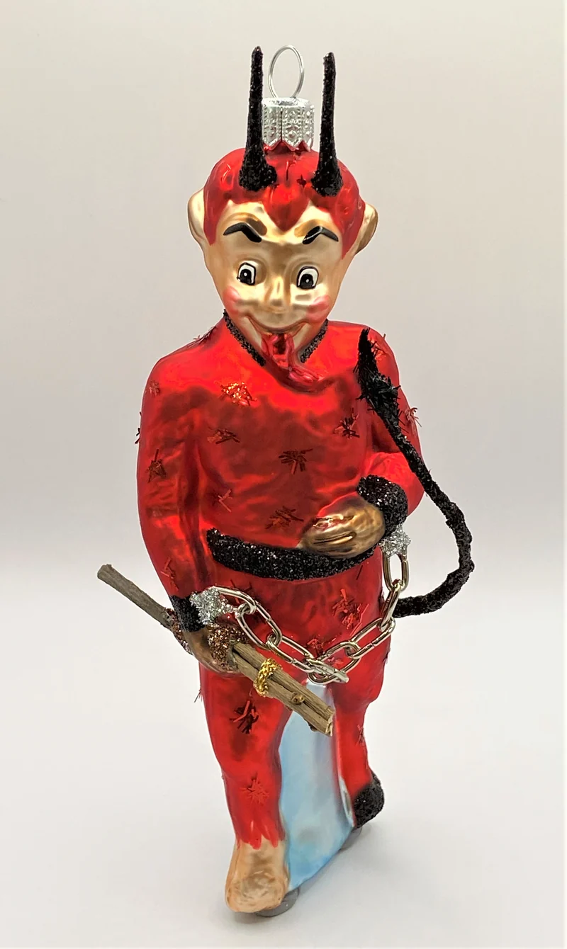 Roter Teufel mit Rute und Kette, Krampus