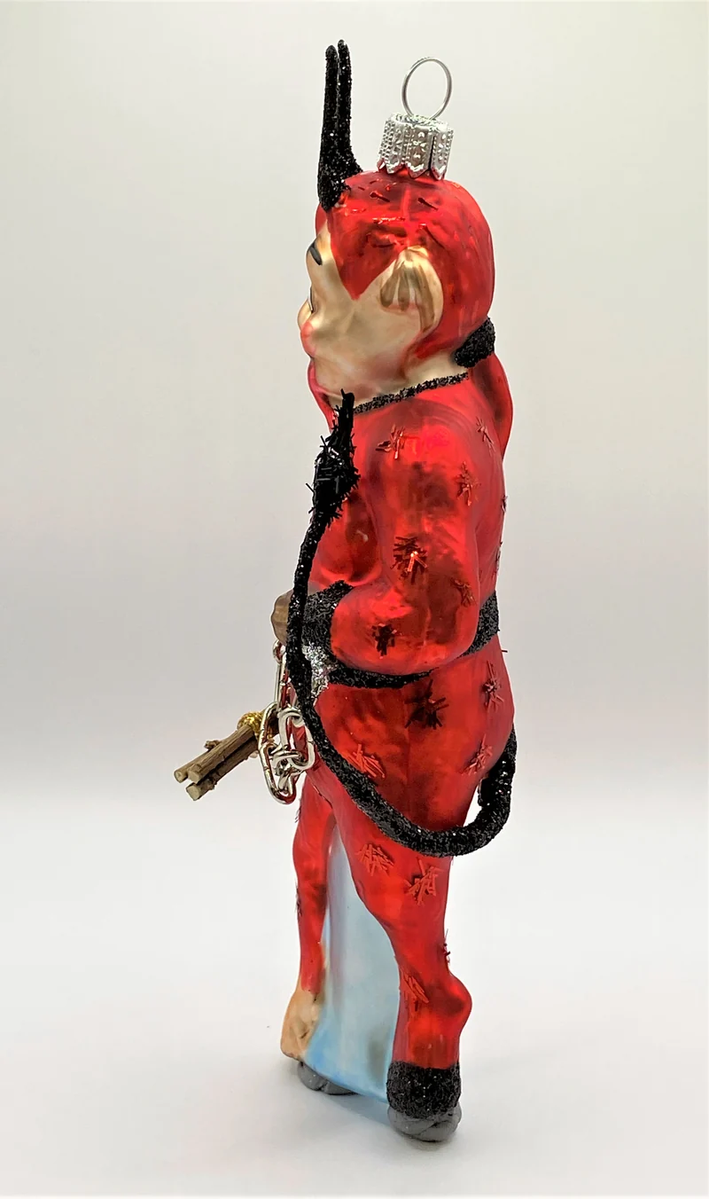 Roter Teufel mit Rute und Kette, Krampus