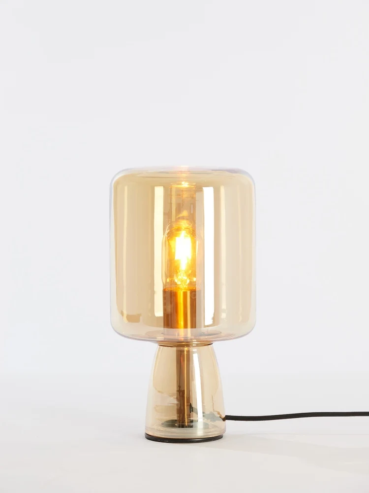 Tischleuchte 'LOTTA' Glas bernstein+gold