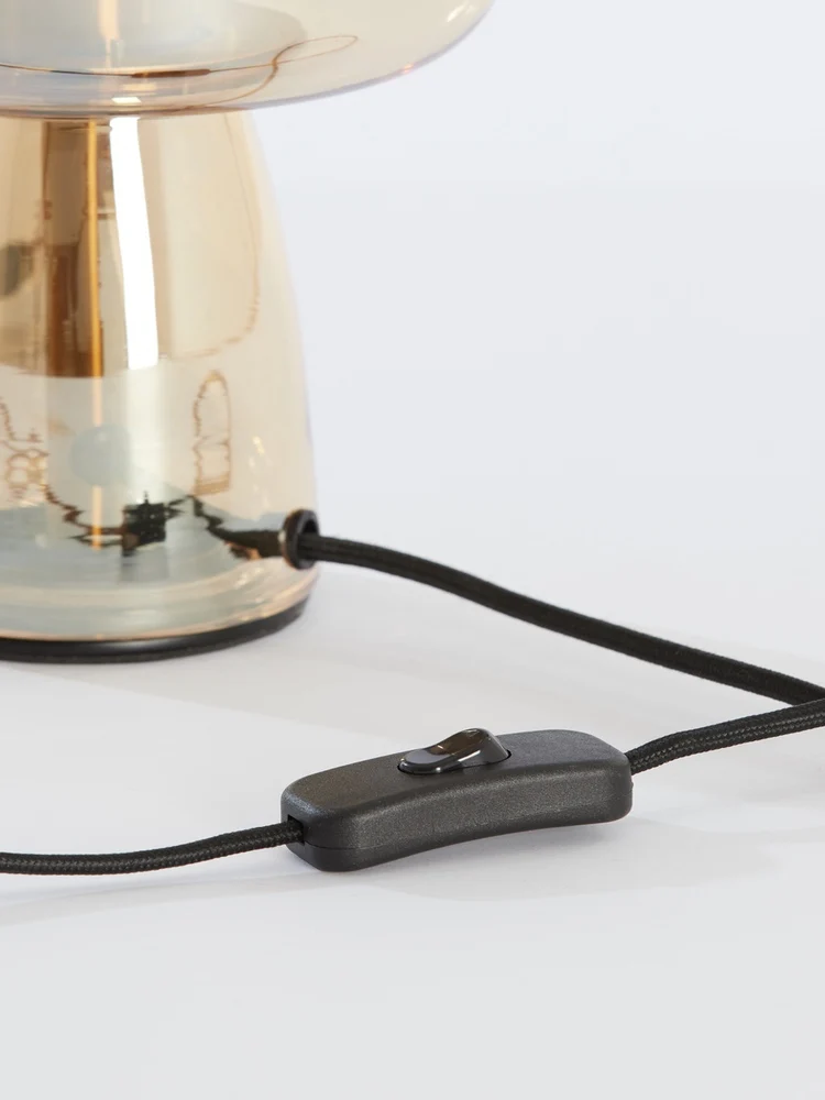 Tischleuchte 'LOTTA' Glas bernstein+gold