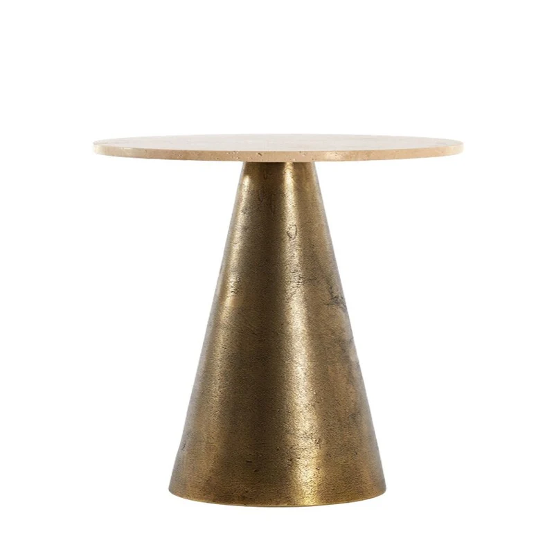 Beistelltisch YNEZ Travertin sand-bronze ø36x51cm