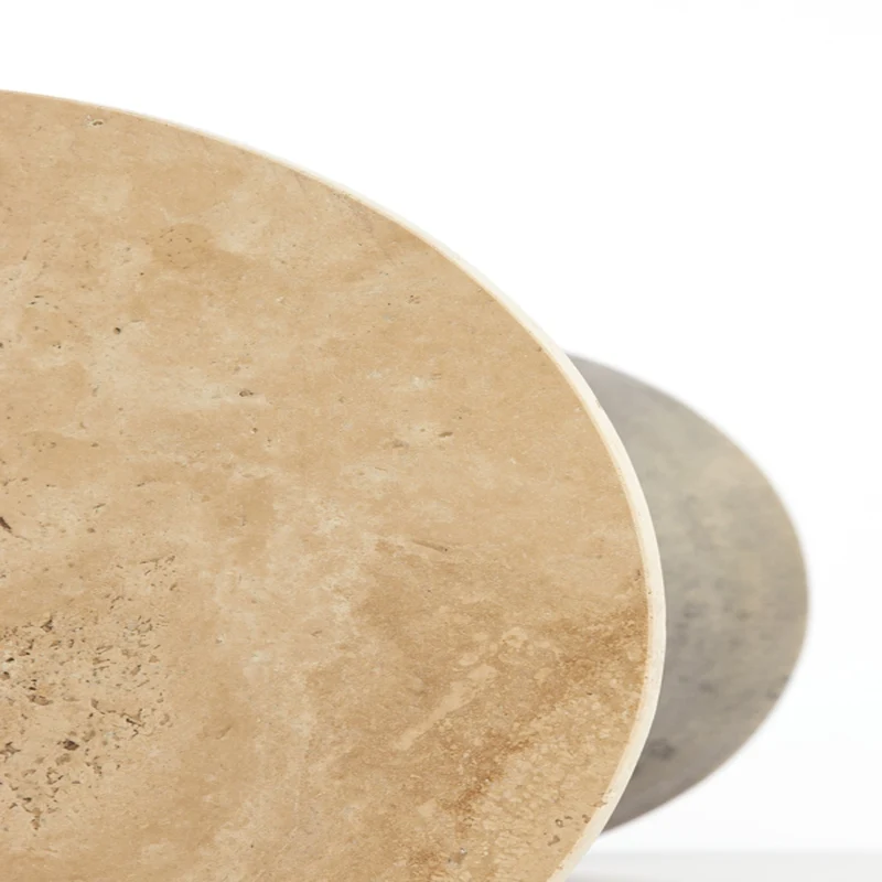 Beistelltisch YNEZ Travertin sand-bronze ø36x51cm