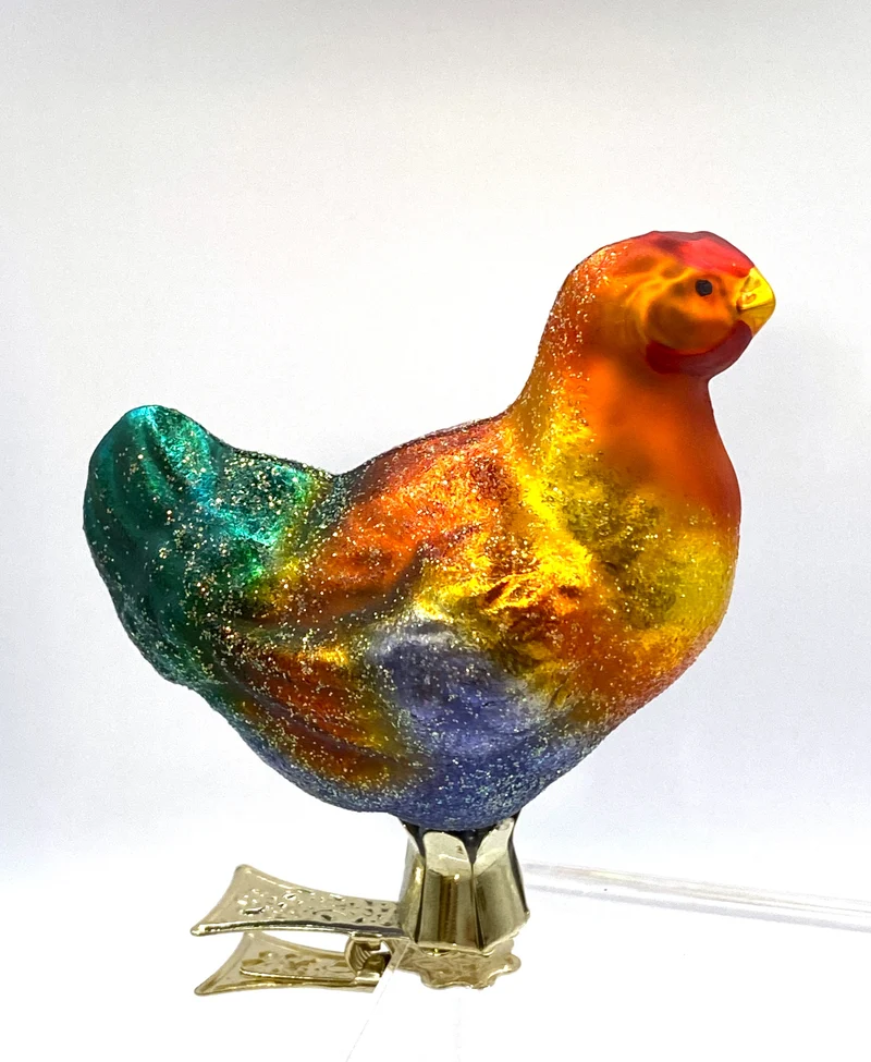Buntes Huhn auf Clip
