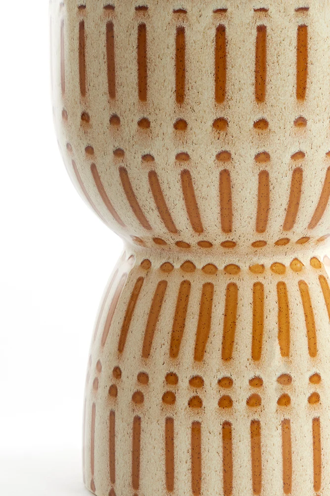 Keramik Hocker FINCA creme+braun ø28,5x42cm
