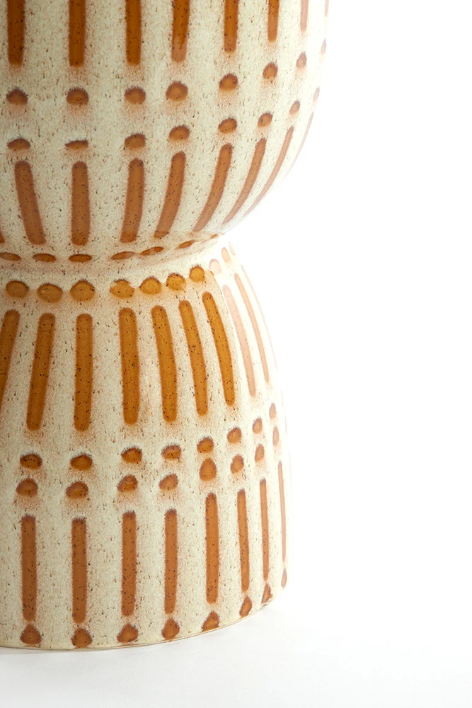 Keramik Hocker FINCA creme+braun ø28,5x42cm