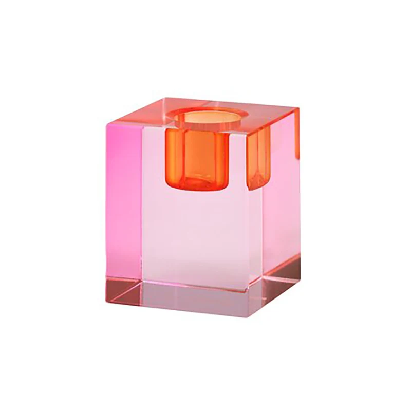 Kristallglas-Kerzenhalter DIOPTRICS rosa, orange