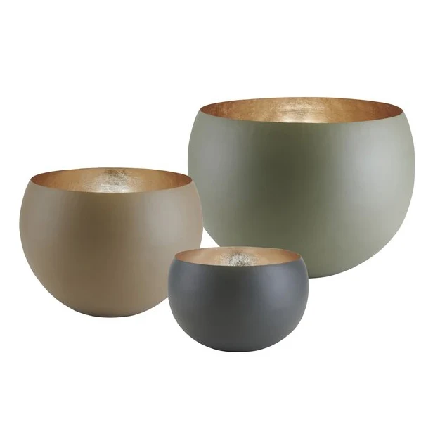 Windlicht MADRAS XXL 3er-Set beige, grau, gold